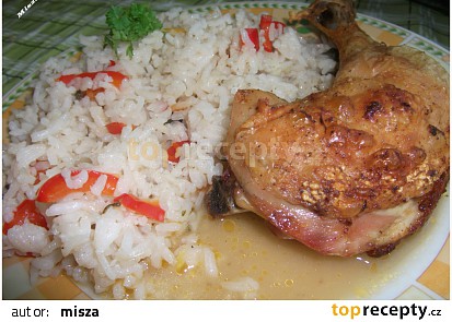 Zeleninová rýže s kuřetem pečené v troubě