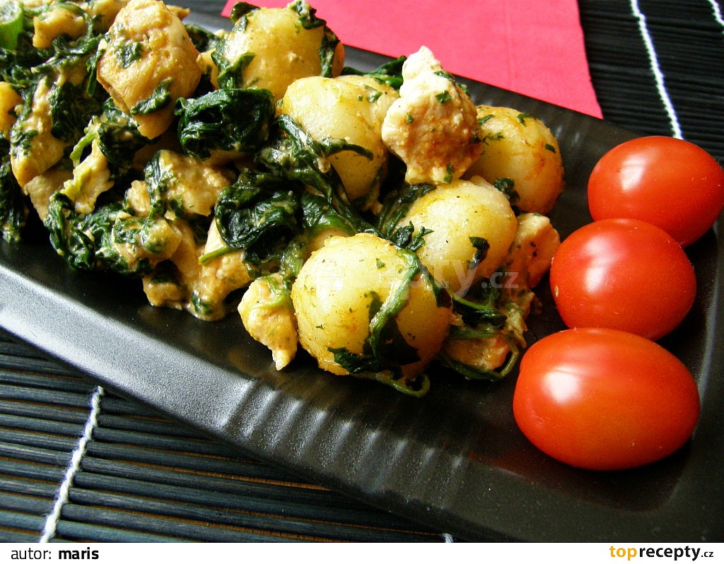 Gnocchi s kuřecím masem a špenátem recept TopRecepty.cz