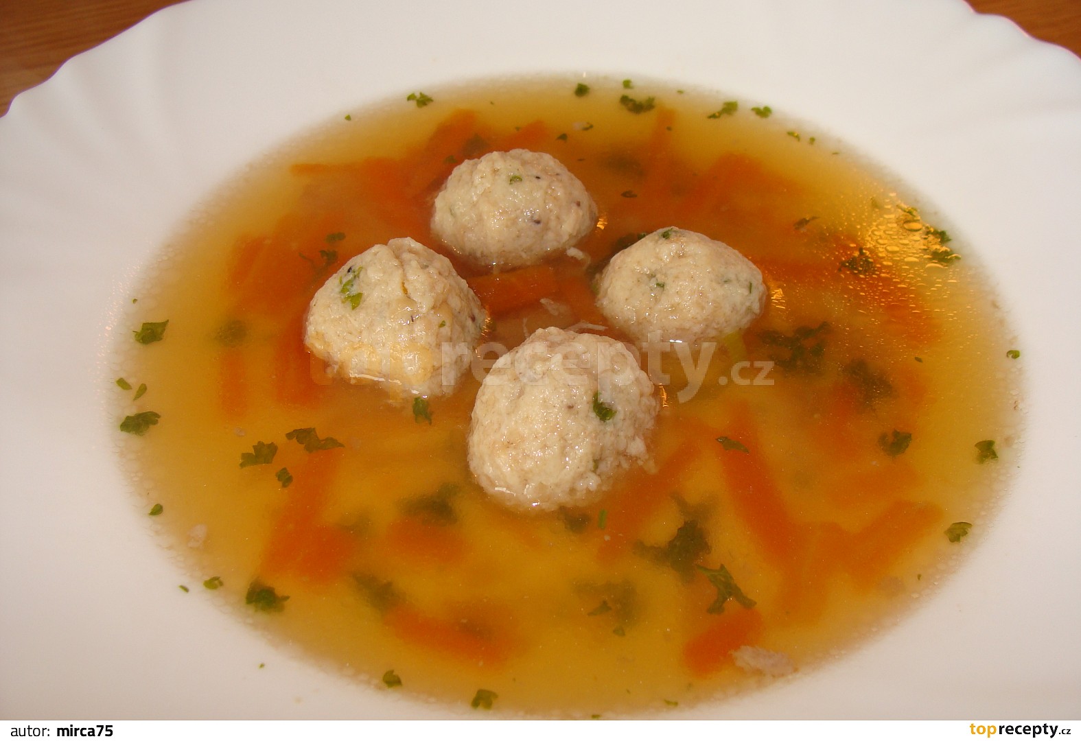 Masové knedlíčky do polévky zavářka recept TopRecepty.cz