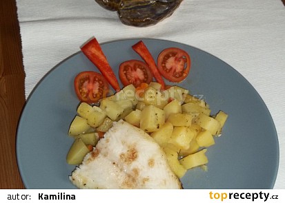 Udušený pangas se zeleninovými bramborami