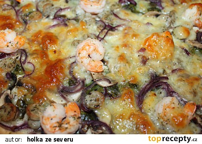 Pizza - mangold, krevety ...