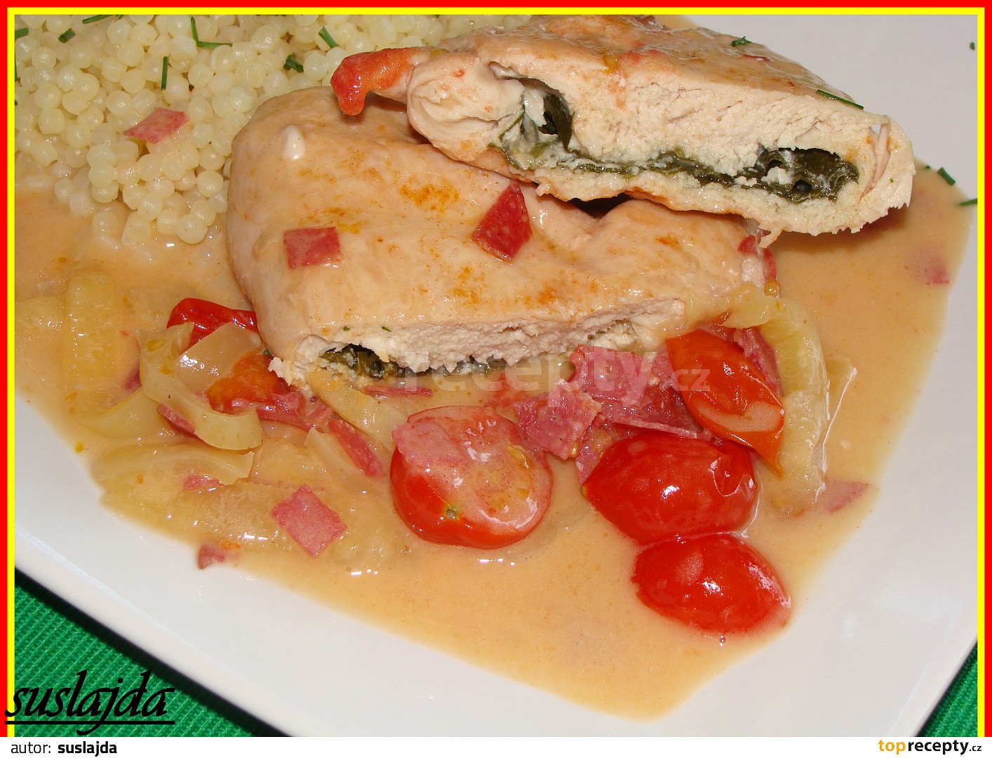 Andělská kuřecí prsa plněná čerstvým špenátem recept