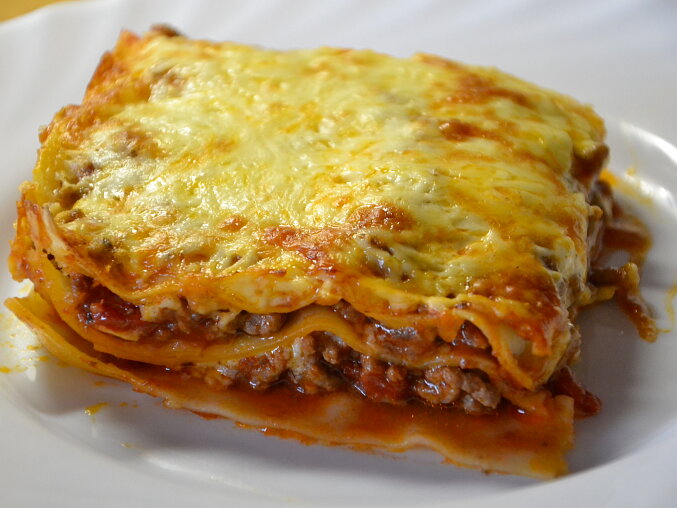 Lasagne zapečené s masem