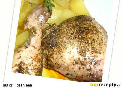Kuře s bylinkami, pečené na másle
