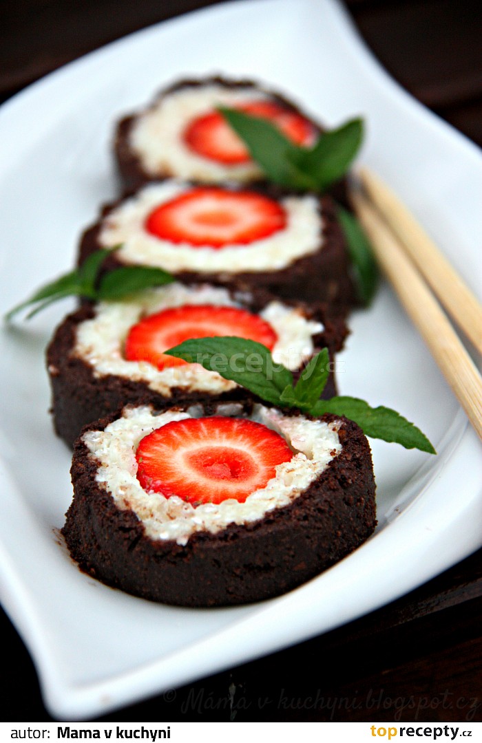 Jahodové "sushi" s mátovým "wasabi" recept TopRecepty.cz