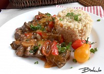 Pikantní vepřová játra s houbami