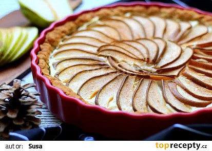 Špaldový koláč s hruškami a tvarohem