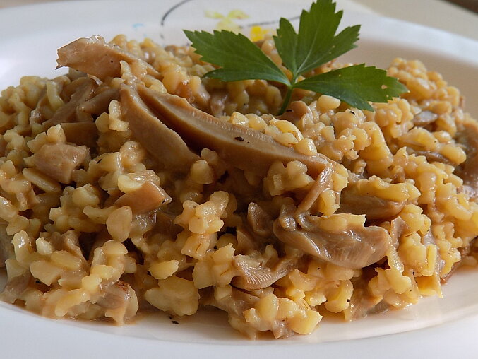 Bulgur s hlívou a sojovou smetanou