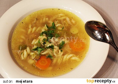 Domácí kuřecí polévka s těstovinami