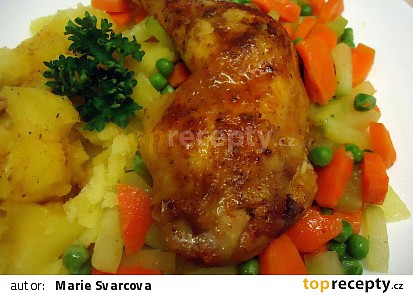 Máslová kuřecí stehna se zeleninou