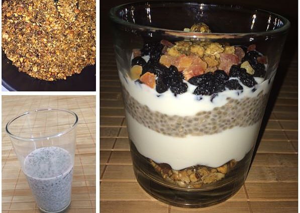 Pečená ořechová granola s chia pudinkem