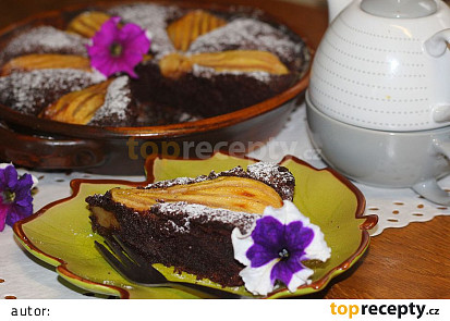 Čokoládovo-mandlový koláč s hruškami (bez mouky)