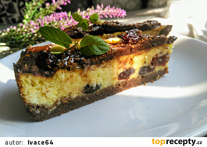 Kokosový cheesecake s brusinkami a čokoládou