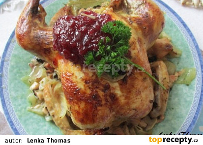 Kuře na divoko s brusinkami