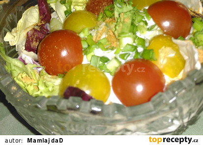 Pikantní okurkový salát s olomouckými tvarůžky