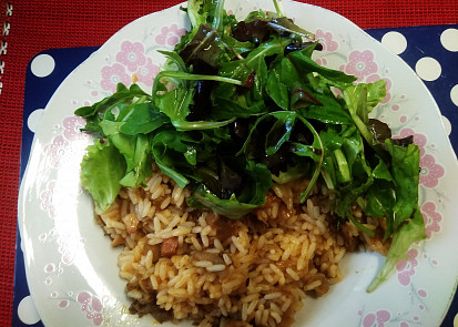 Hlívové rizoto s čerstvým lehkým salátkem