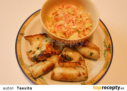 Kalamáry marinované a odlehčený salát Coleslaw  (Dělená strava podle LK - zvířata)