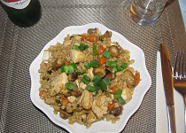 Pečený kroupový pilaf s houbami