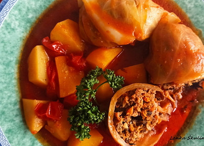 Plnění golubci (zelné závitky) s brambory