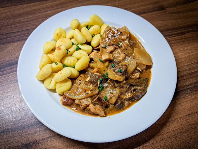 Patizonové plátky na houbách s gnocchi