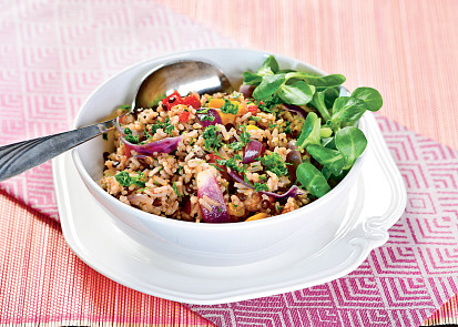 Barevná rýže s čočkou