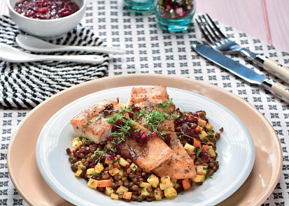 Ryba s čočkovým salátem