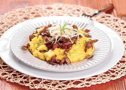 Polenta s hlívou ústřičnou