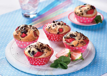 Jahodové muffiny s čokoládou