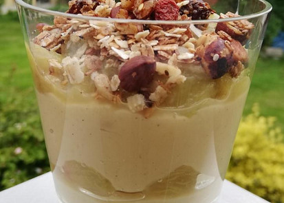 Veganský pudink s rebarborou