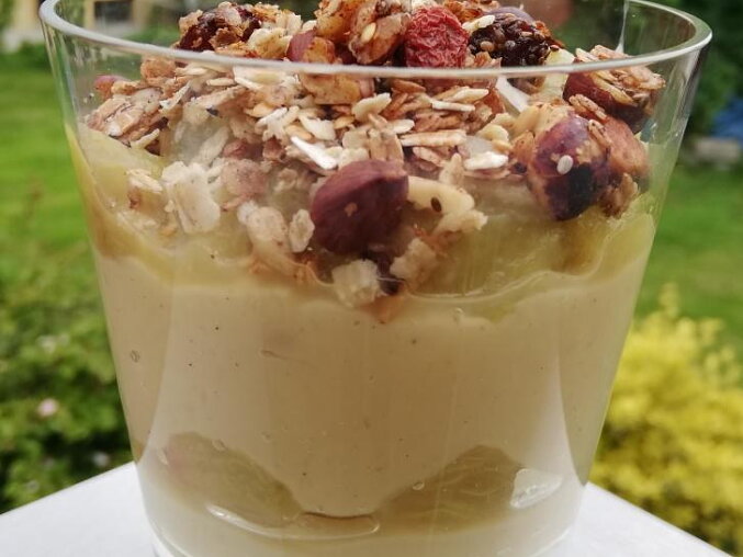 Veganský pudink s rebarborou