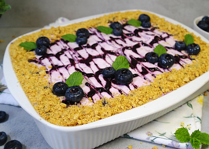 Nepečený borůvkový dezert