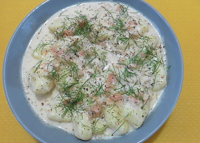 Bramborové gnocchi s lososem a smetanovou omáčkou