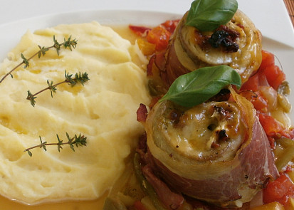 Závitky z tresky tmavé na italský způsob