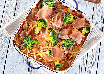 Brambory s parmskou šunkou