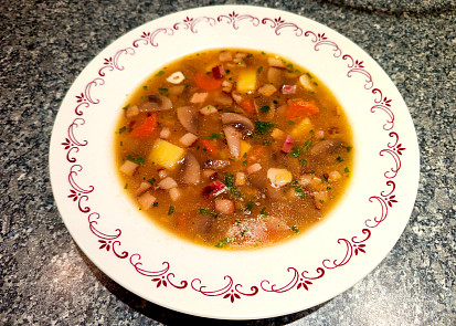 Uzená žampionová polévka