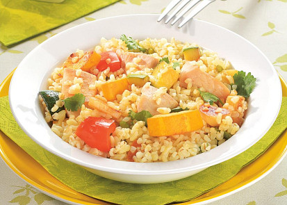 Krůtí kostky v bulguru