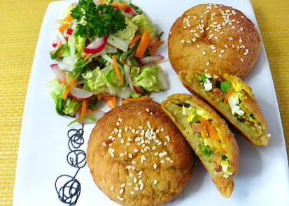 Bramborové bochánky plněné vaječnou směsí