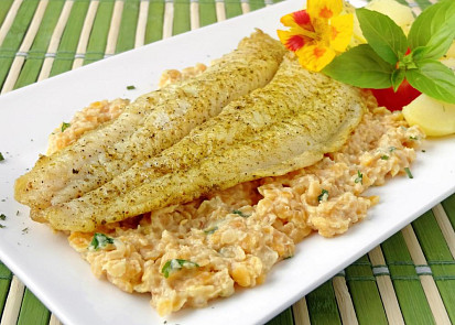 Treska s čočkovým ragú