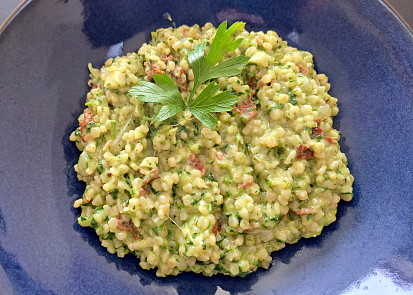 Krémová tarhoňa se špenátem