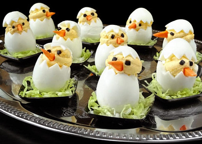 Velikonoční kuřátka z vařených vajec