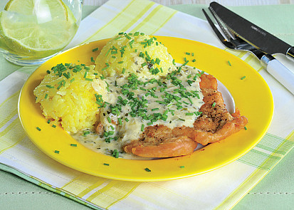 Krůtí plátky s pažitkovou omáčkou