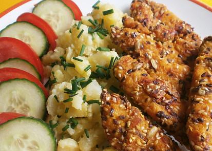 Kuřecí stripsy v sezamu