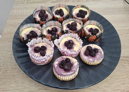 Borůvkové mini cheesecaky